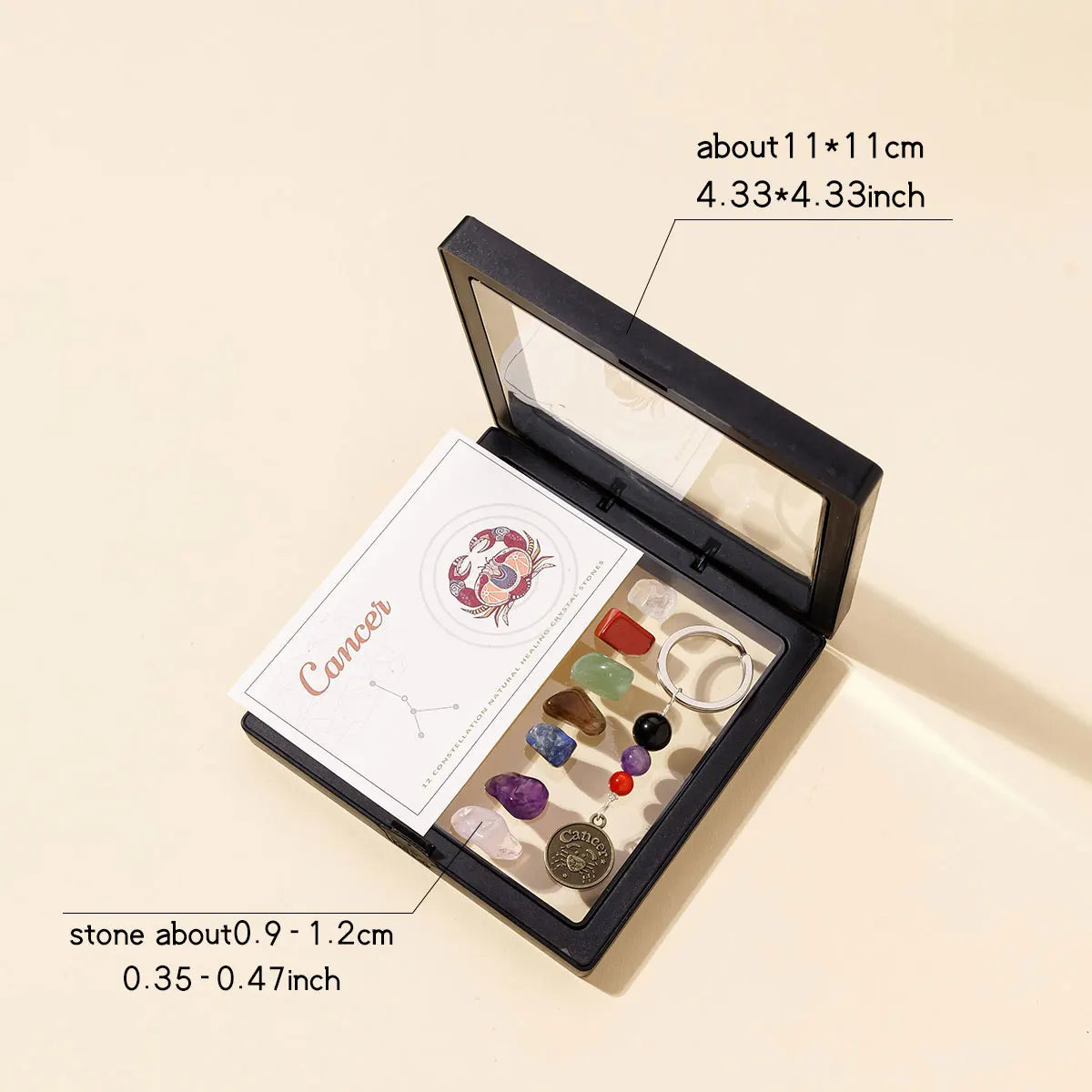 1pc Natural Crystal 12 Zodiac Signs Key Set Colorful Crystal Crafts Meditation Demagnetizer Holiday Gift