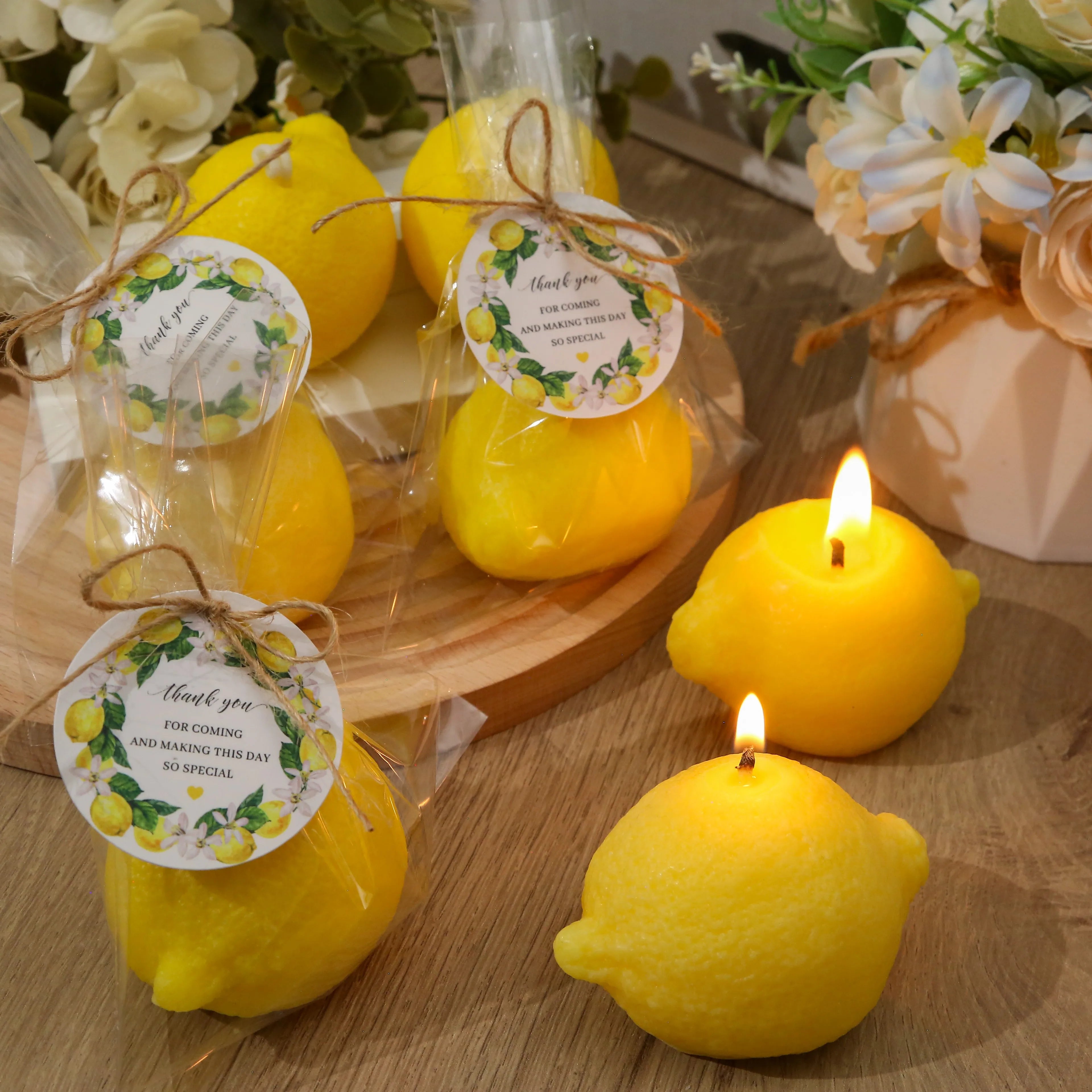 6/8sets Lemon Shaped Scented Candles, Unique Baby Shower Party Packs for Wedding Bridal Shower Favors Party Decorations Birthday