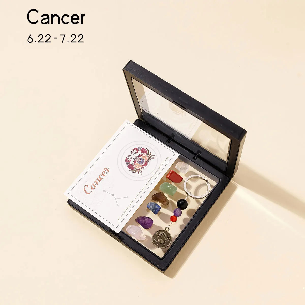 1pc Natural Crystal 12 Zodiac Signs Key Set Colorful Crystal Crafts Meditation Demagnetizer Holiday Gift