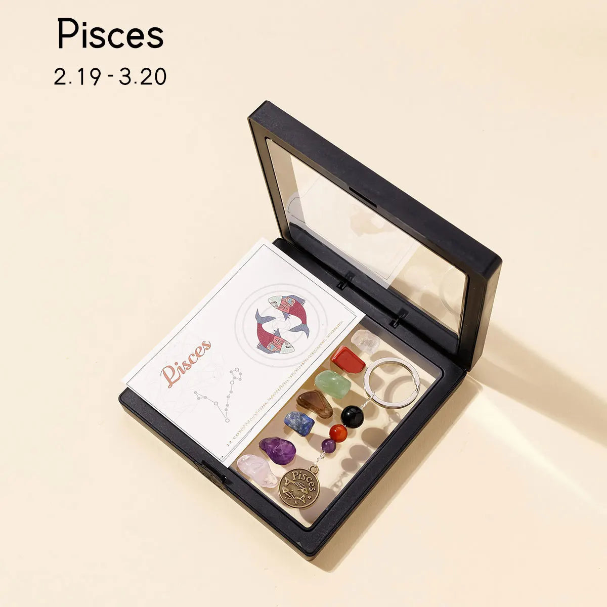 1pc Natural Crystal 12 Zodiac Signs Key Set Colorful Crystal Crafts Meditation Demagnetizer Holiday Gift