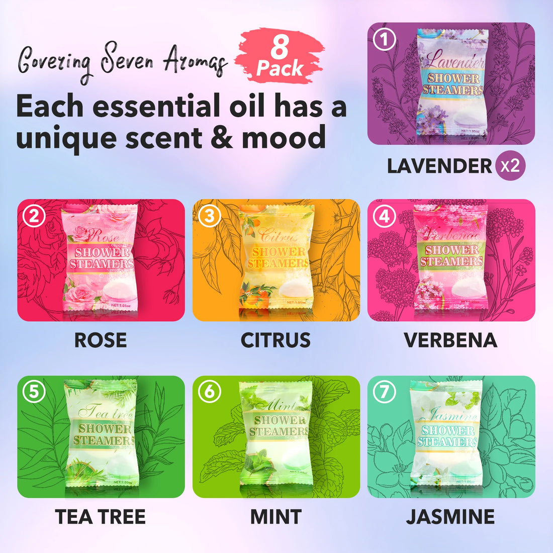 Shower Steamers Aromatherapy - Birthday Gifts for Women, 8 Pack Shower Bombs with Essential Oils, Spa Gifts for Women