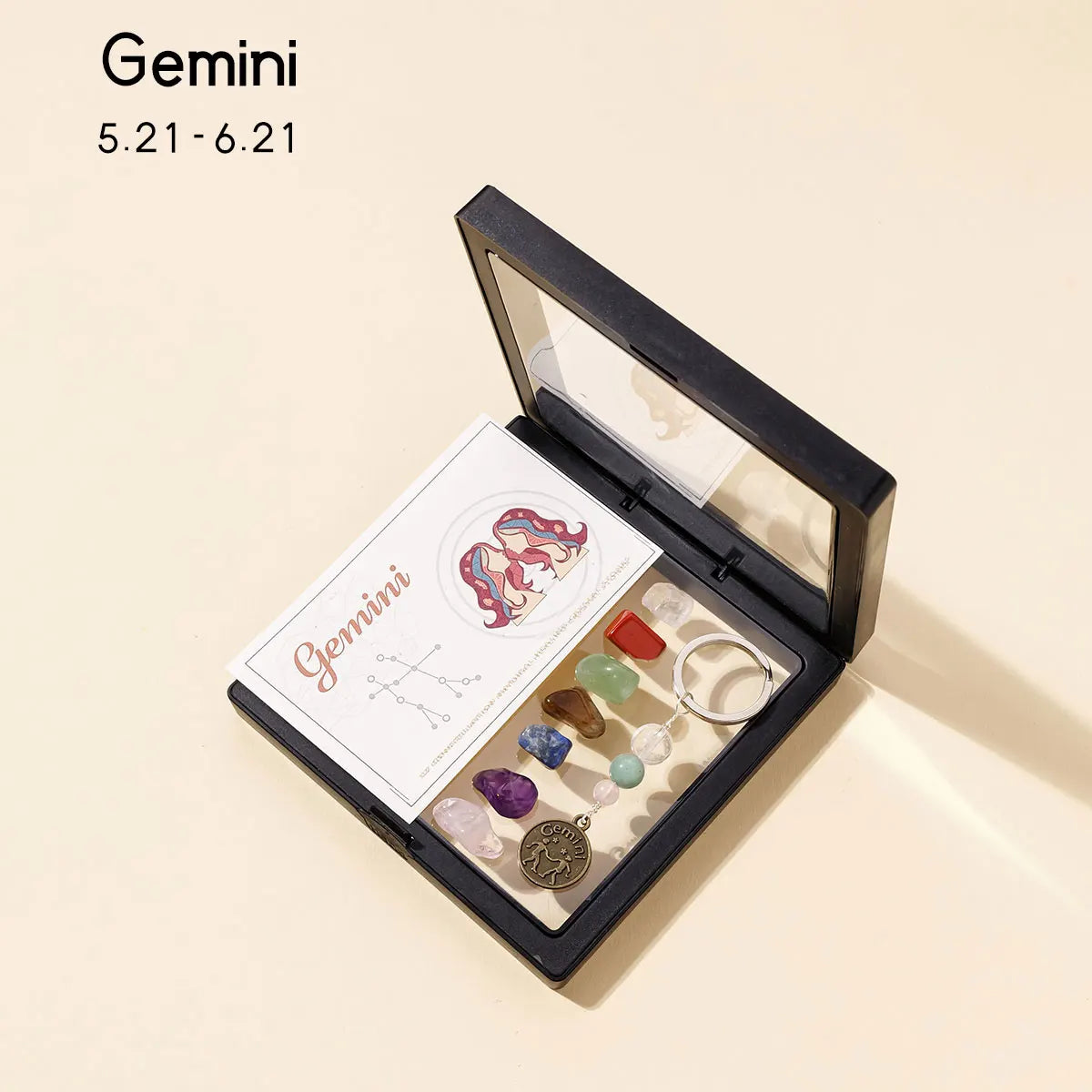 1pc Natural Crystal 12 Zodiac Signs Key Set Colorful Crystal Crafts Meditation Demagnetizer Holiday Gift