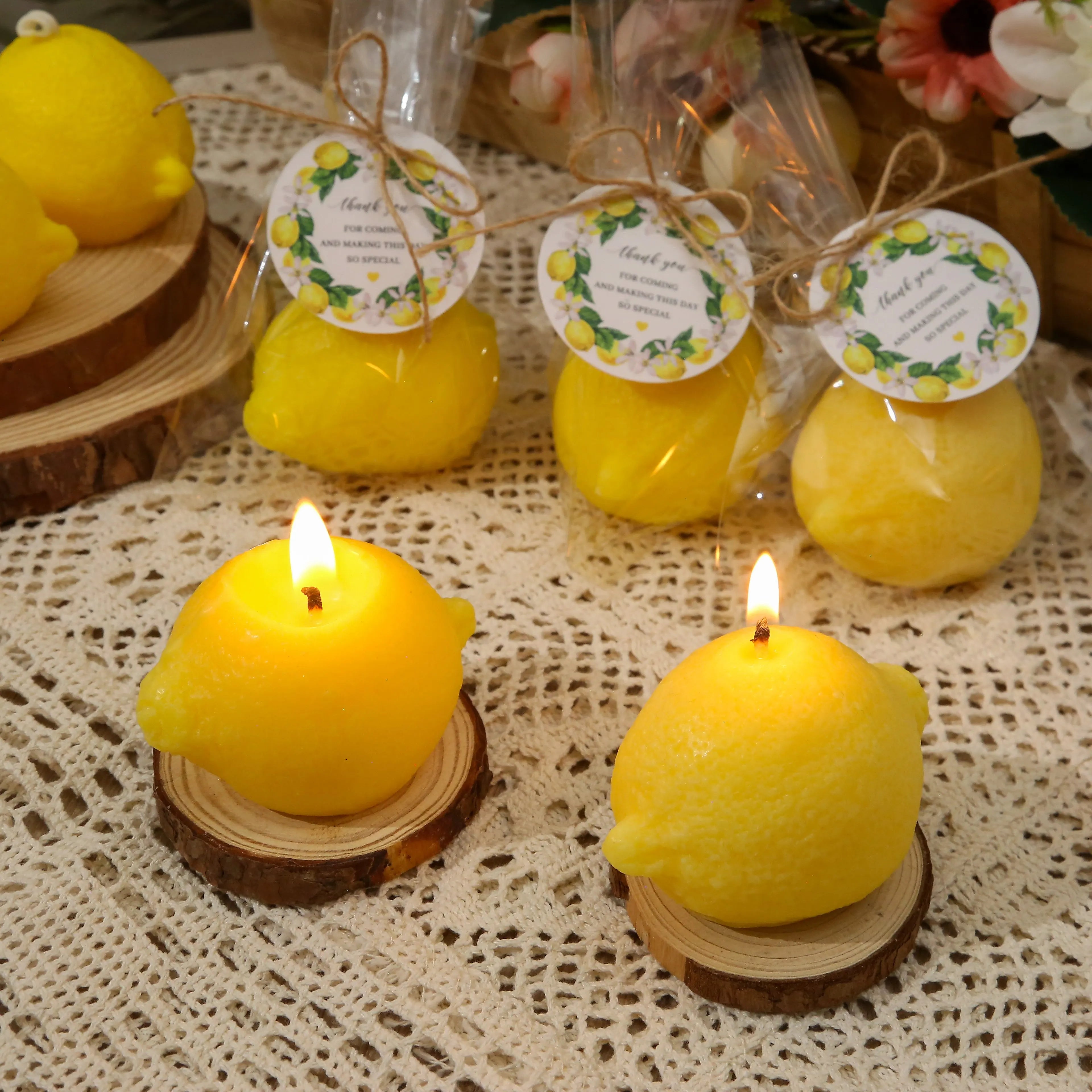 6/8sets Lemon Shaped Scented Candles, Unique Baby Shower Party Packs for Wedding Bridal Shower Favors Party Decorations Birthday