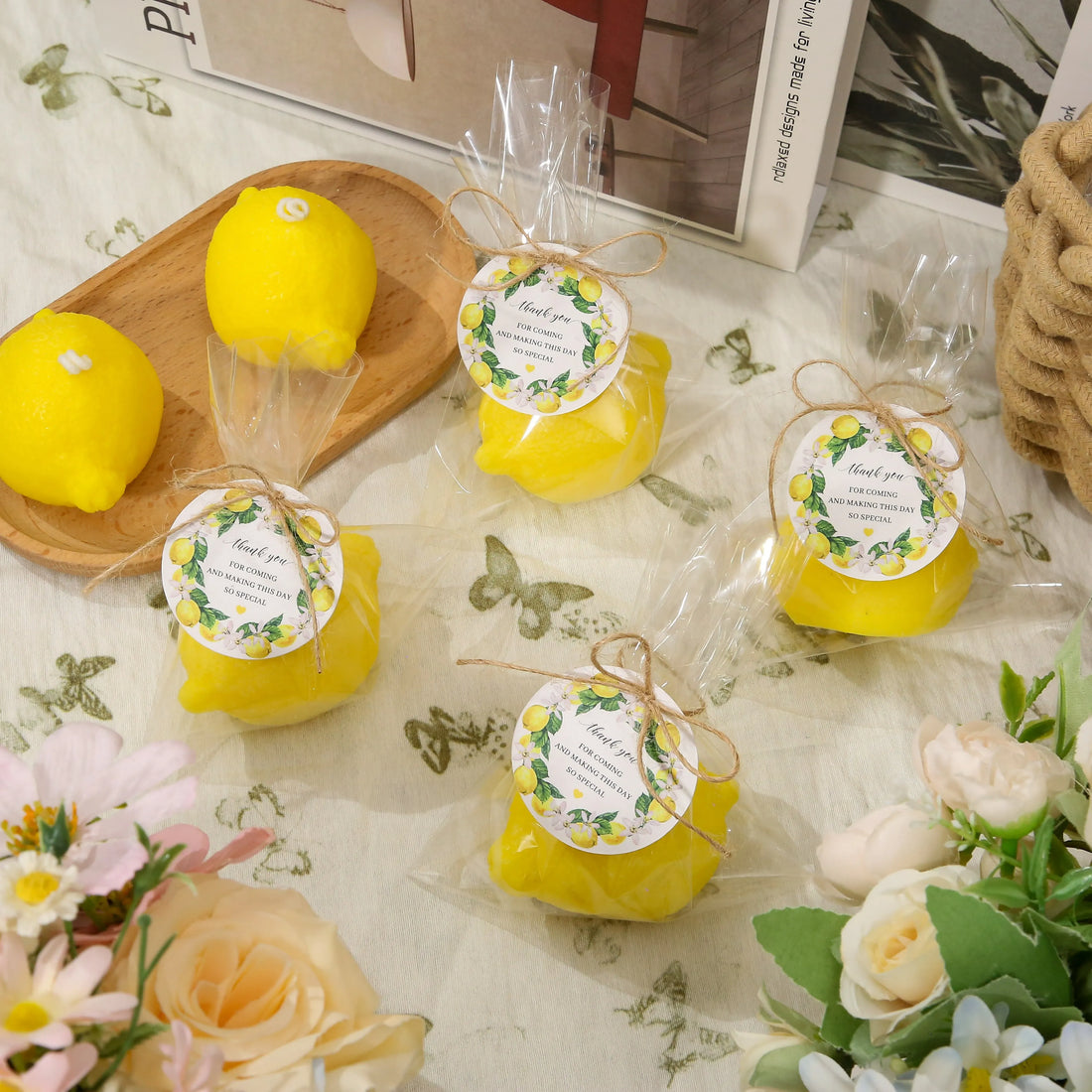 6/8sets Lemon Shaped Scented Candles, Unique Baby Shower Party Packs for Wedding Bridal Shower Favors Party Decorations Birthday