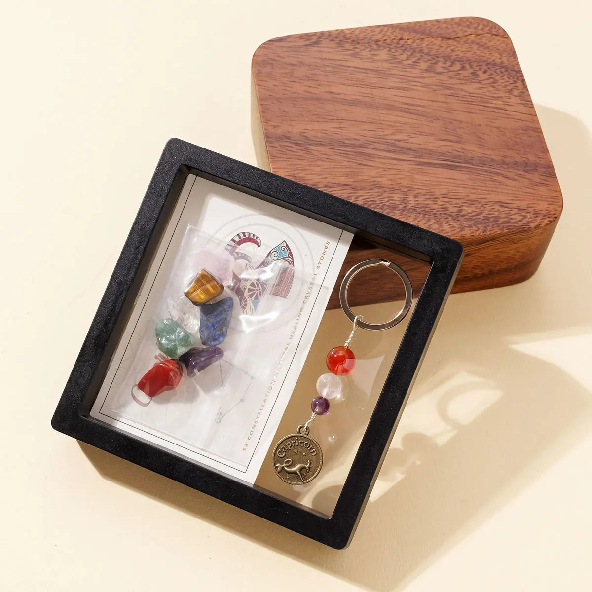 1pc Natural Crystal 12 Zodiac Signs Key Set Colorful Crystal Crafts Meditation Demagnetizer Holiday Gift