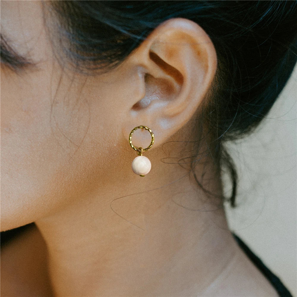 6 Pairs/Set Natural Stone Earrings Fashion Agates Opal Quartzs Earrings Colorful 8mm Round Stone Reiki Earrings for Women Men