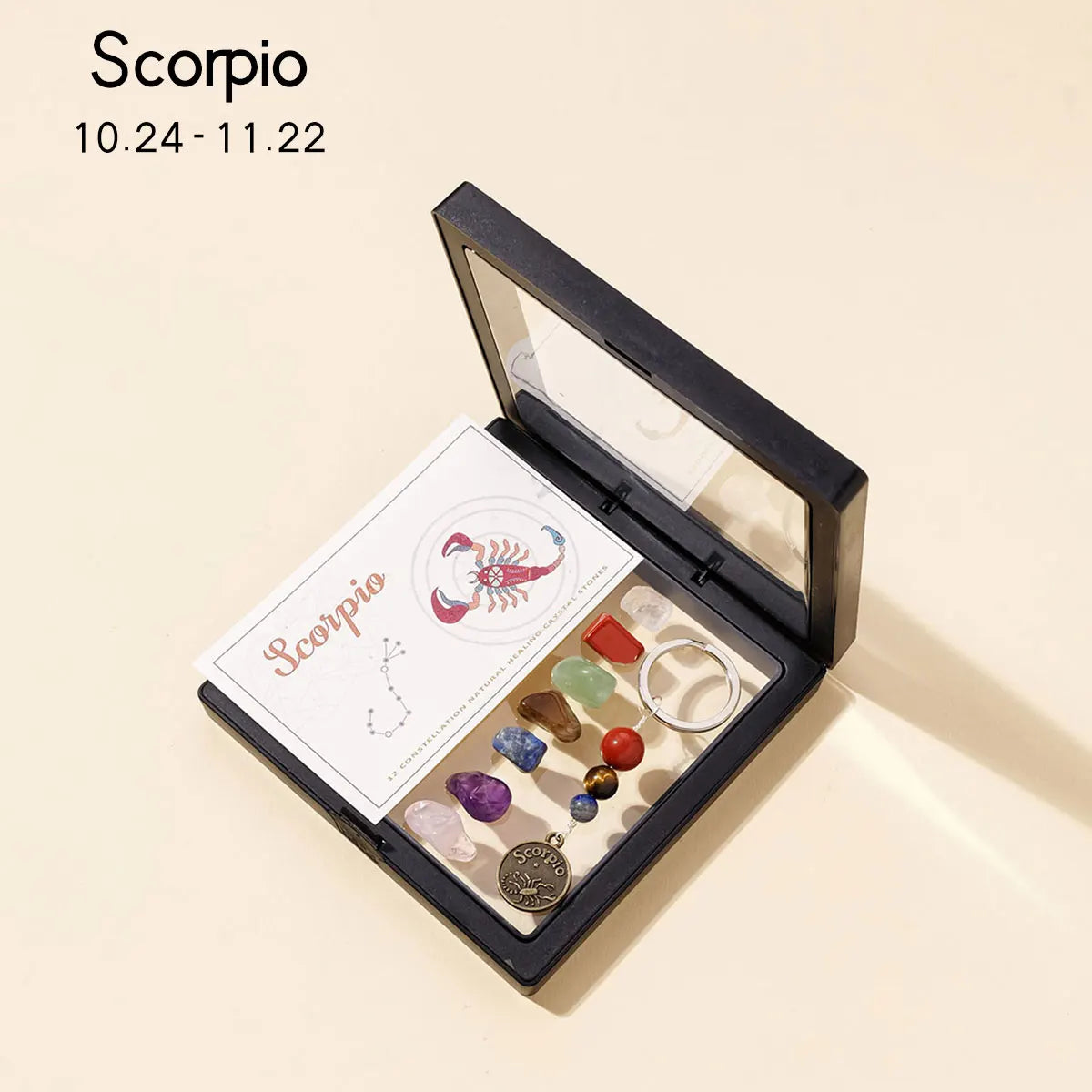 1pc Natural Crystal 12 Zodiac Signs Key Set Colorful Crystal Crafts Meditation Demagnetizer Holiday Gift