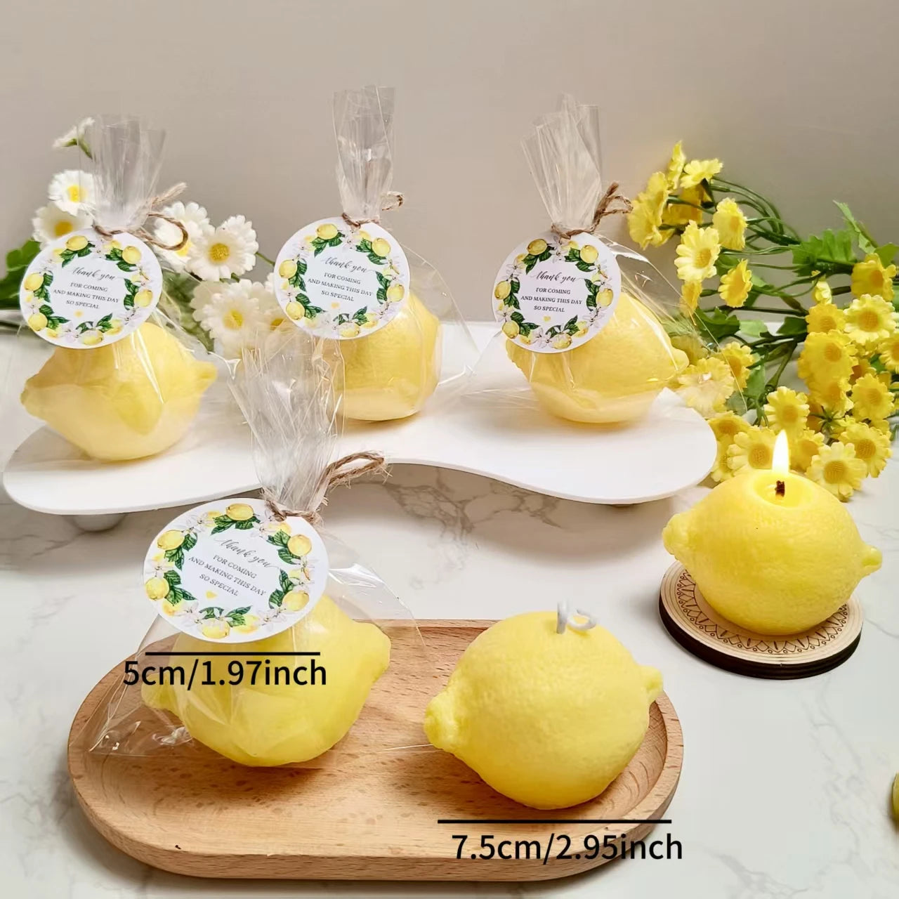 6/8sets Lemon Shaped Scented Candles, Unique Baby Shower Party Packs for Wedding Bridal Shower Favors Party Decorations Birthday