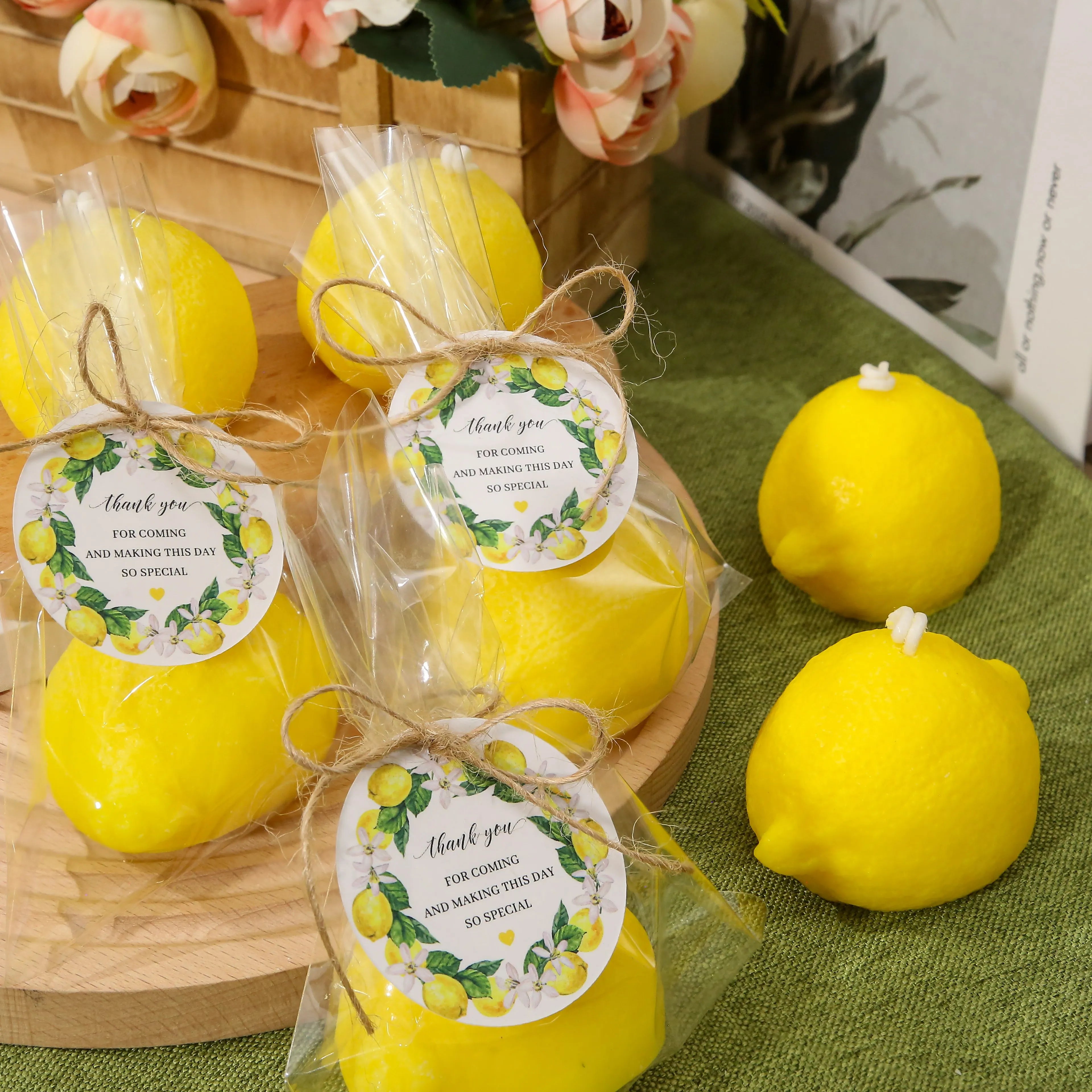 6/8sets Lemon Shaped Scented Candles, Unique Baby Shower Party Packs for Wedding Bridal Shower Favors Party Decorations Birthday