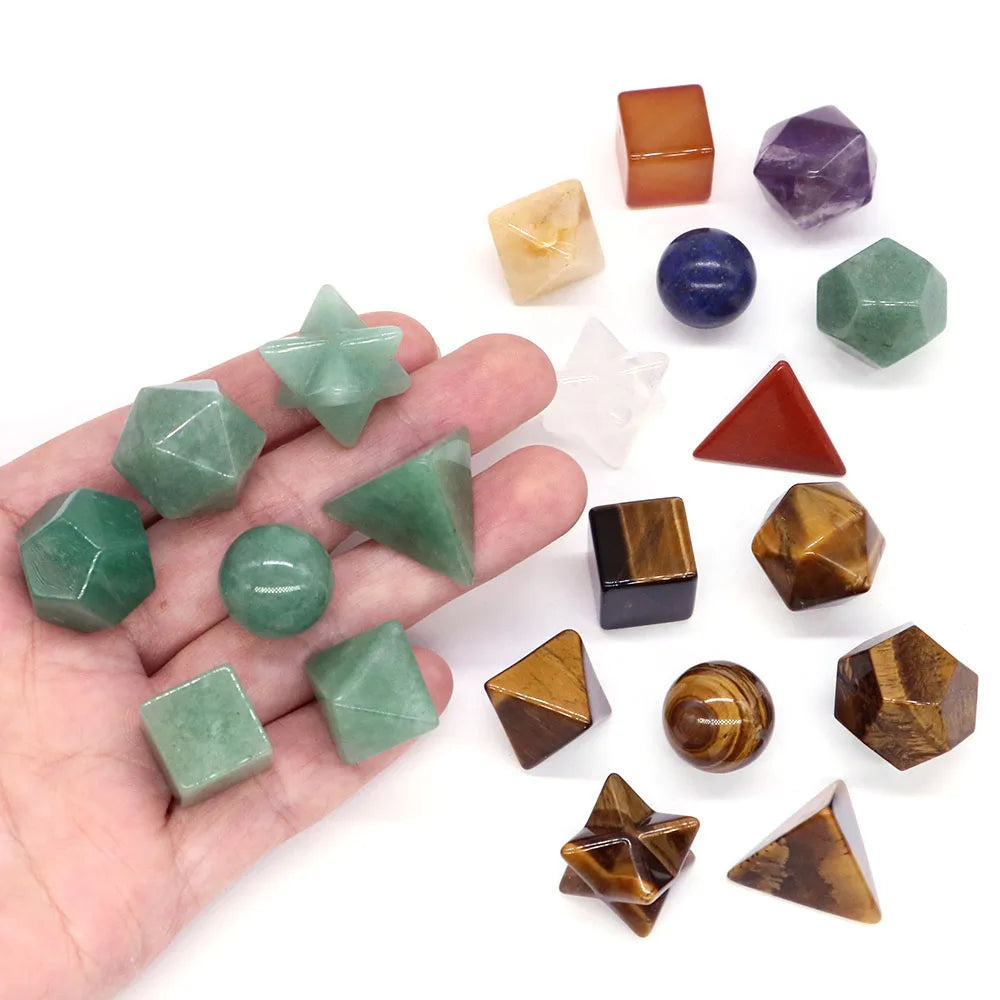 7Pcs Platonic Solid Crystals Sacred Stones Geometry Set for Reiki Healing Geometric Chakra Gemstones Balancing Lucky Home Decor