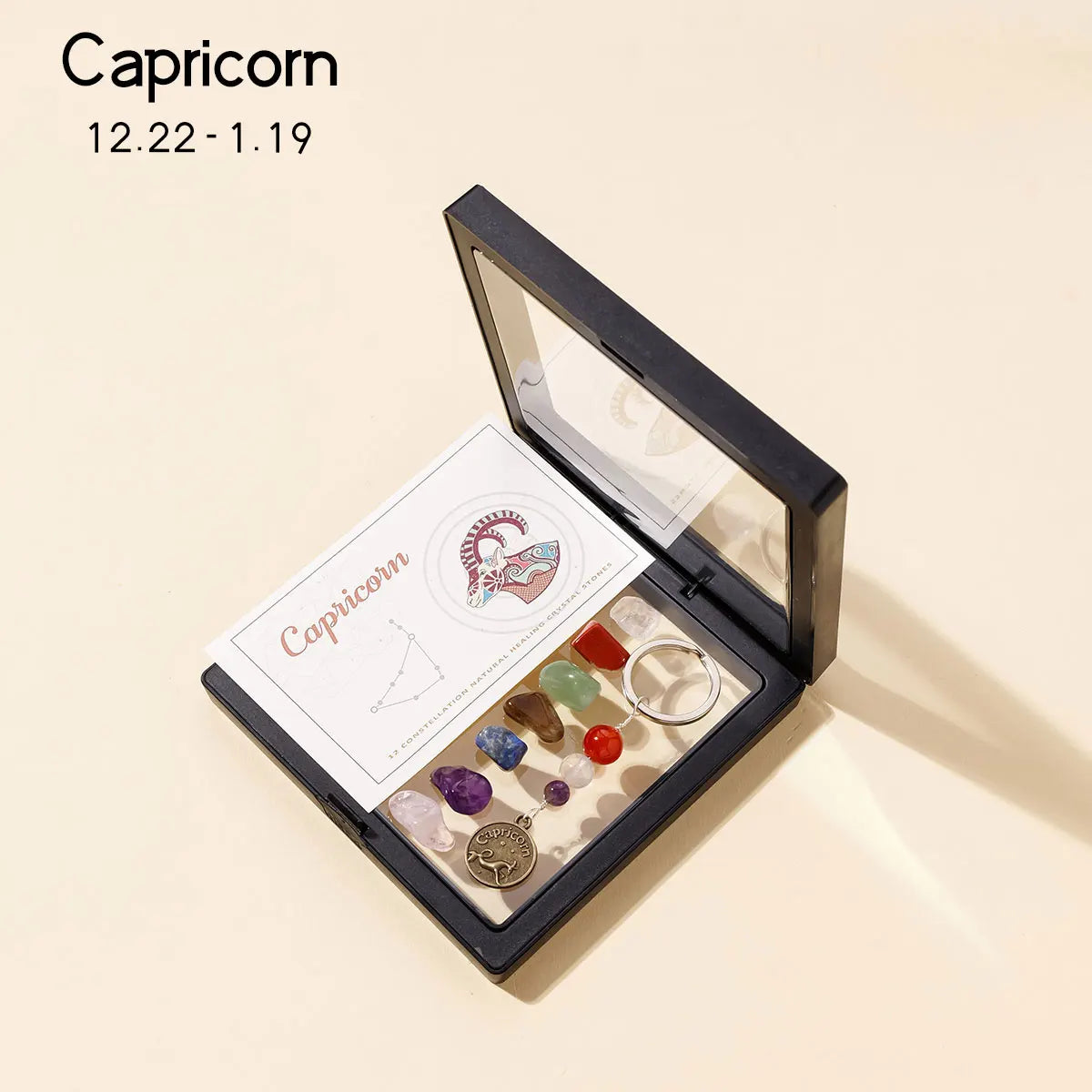 1pc Natural Crystal 12 Zodiac Signs Key Set Colorful Crystal Crafts Meditation Demagnetizer Holiday Gift