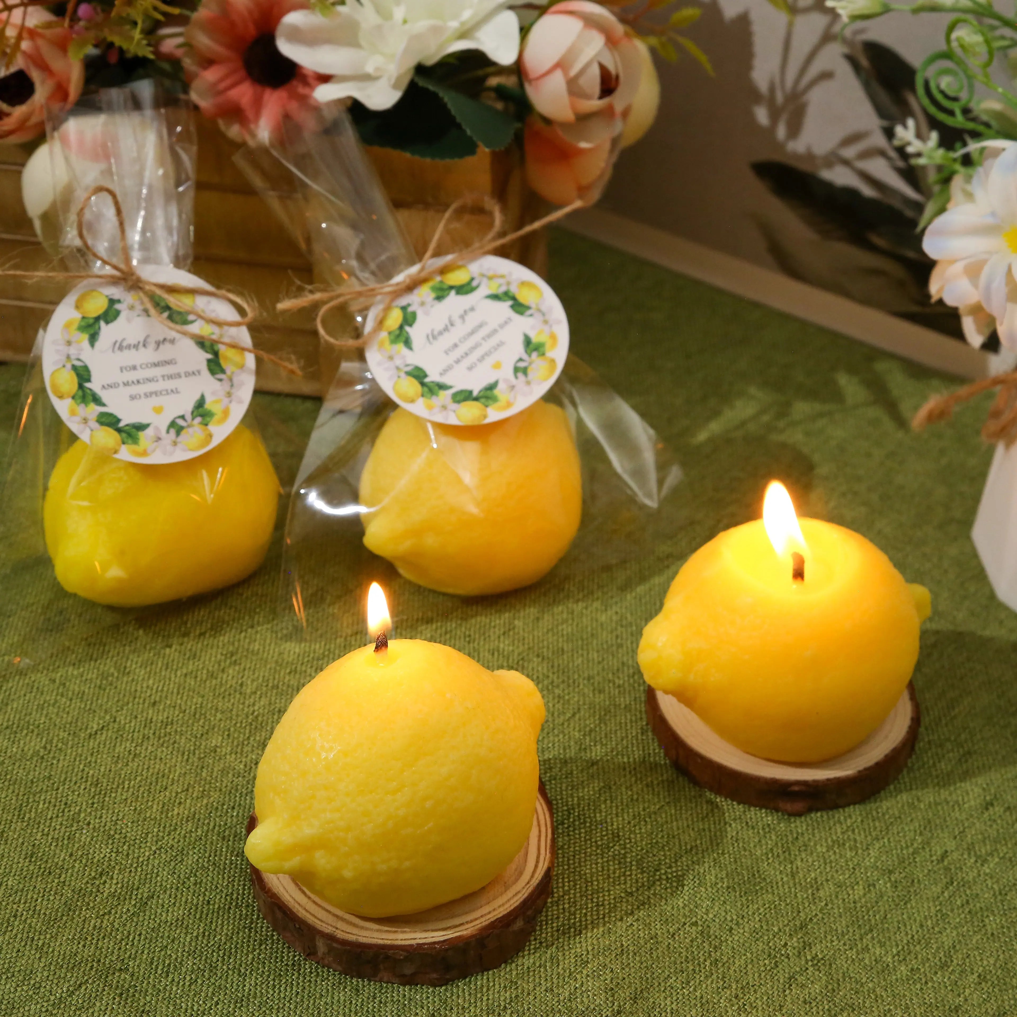 6/8sets Lemon Shaped Scented Candles, Unique Baby Shower Party Packs for Wedding Bridal Shower Favors Party Decorations Birthday